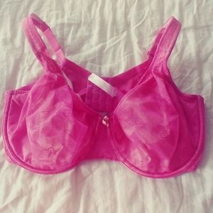 Cacique 40F Underwire Pink Lace Bra